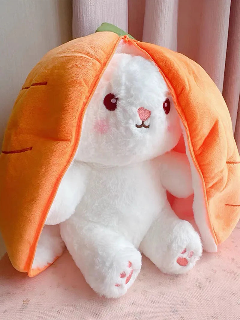 25cm Cute Strawberry Carrot Rabbit Plush Toy Stuffed Creative Into Fruit Transform Baby Cuddly Bunny Doll for Kid Birthday Gift