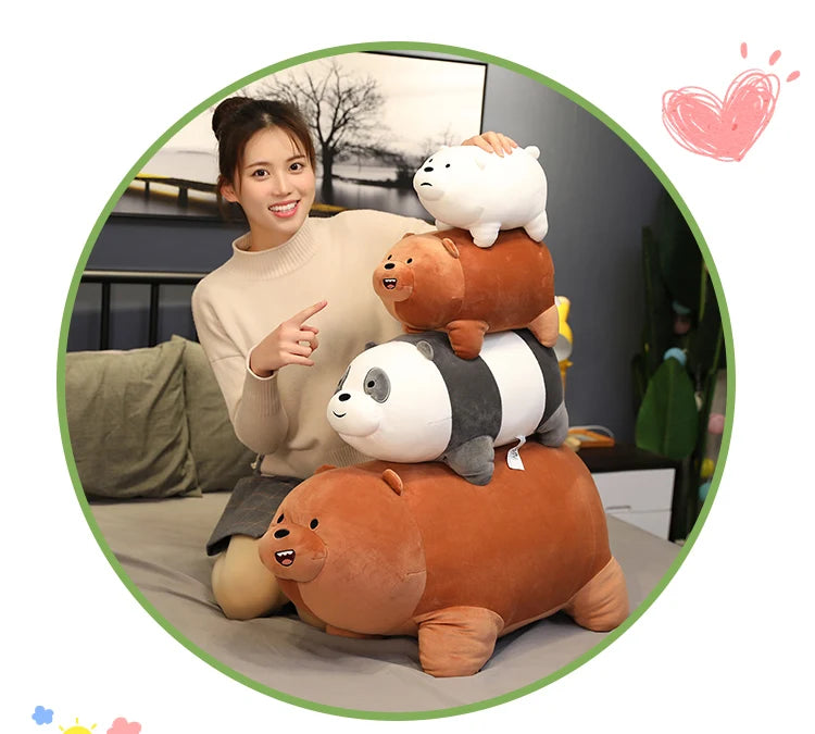 The Bare Bears Plush Grizzly Panda Ice Bear Toys Stuffed Doll We Bare Bears Plush Peluche Room Decor Bedside Cushion Kid Gifts