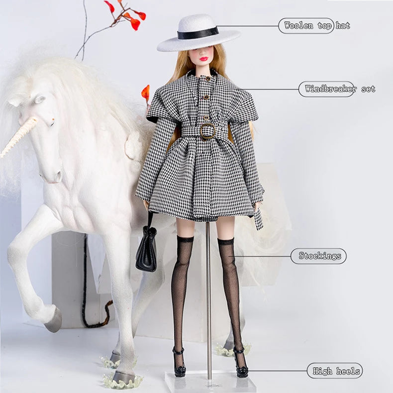 Supermodel Doll Clothes Suit European Fashion Classic Trench Coat Accessories Set Princess Dress DIY Limited Collection Gifts