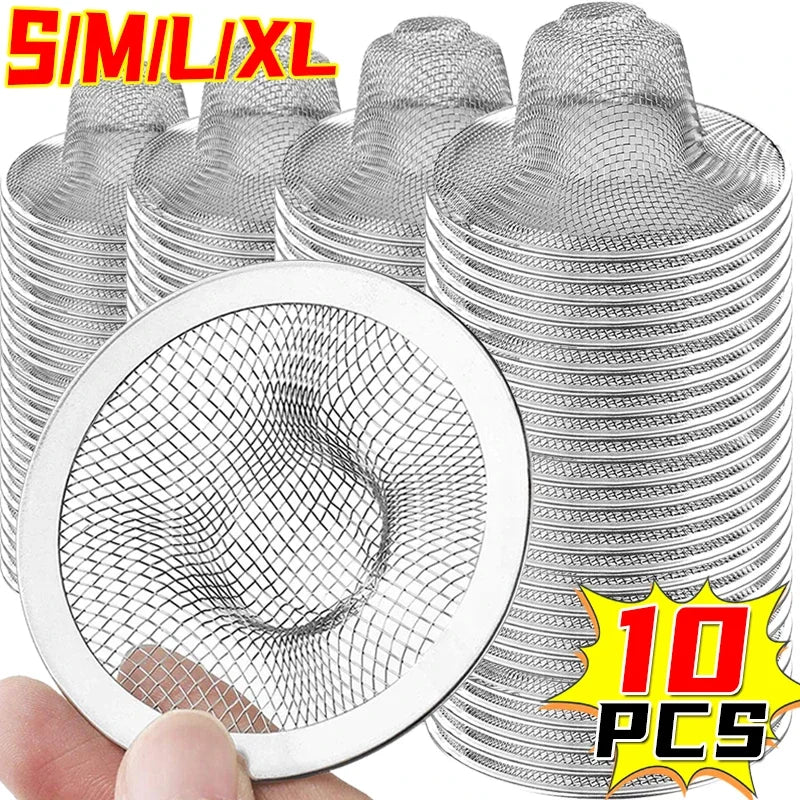 Stainless Steel Sink Filter Kitchen Bathroom Floor Drain Mesh Filters Drain Basket Waste Screen Hole Trap Strainer Stopper (10 Pcs)