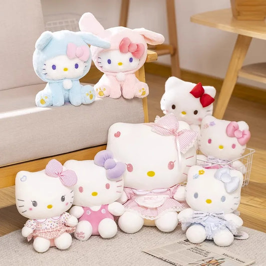 Anime Sanrio Hello Kitty Kulomi Cute Stuffed Plush Toys Plushies Soft Pillow Kawaii Pink Birthday Party Gift For Kid Girl Friend