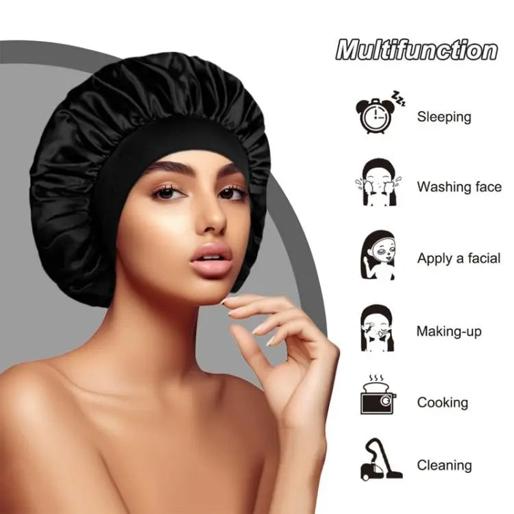 Large Satin Bonnet,Silk Bonnet Hair Wrap for Sleeping, Sleep Cap With Elastic Soft Band, Big Bonnets for Women Hair Care