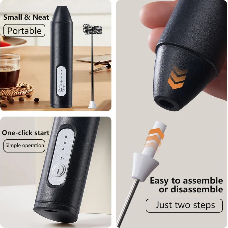 Mini Electric Handheld Milk Frother Electric Blender with USB Electrical Maker Whisk Mixer for Milk Frother Cappuccino