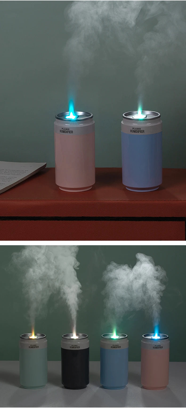 USB Air Humidifier 260ml Cup Size Cool Mist Maker For Car Bedroom Home Air Purifier H2O Humidifiers with RGB Color Candle Lights