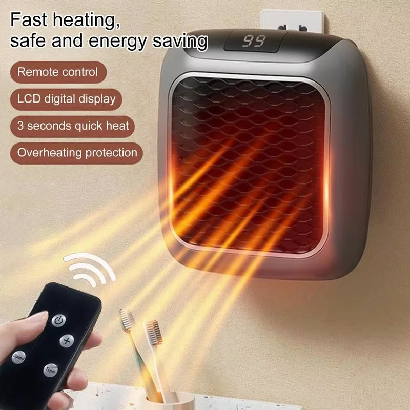 Portable Mini Heater for Home Bedroom Office Remote Control Electric Heater Low Consumption Vertical Heating Fans Warmer Machine