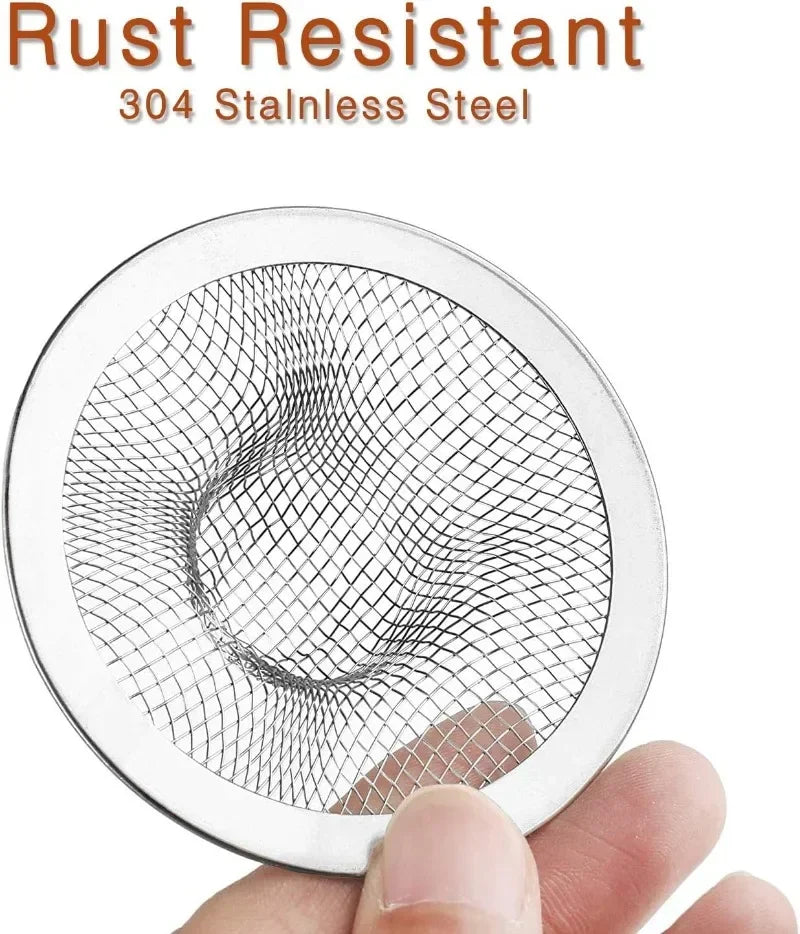 Stainless Steel Sink Filter Kitchen Bathroom Floor Drain Mesh Filters Drain Basket Waste Screen Hole Trap Strainer Stopper (10 Pcs)