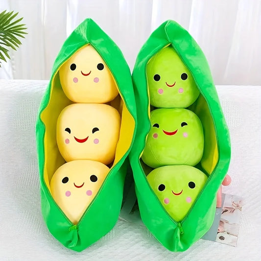 Cute Plush Peas Filled Plant Toy Creative Pea  Children Kawaii Doll Bean Baby Pillow Cushion  Girl Gift