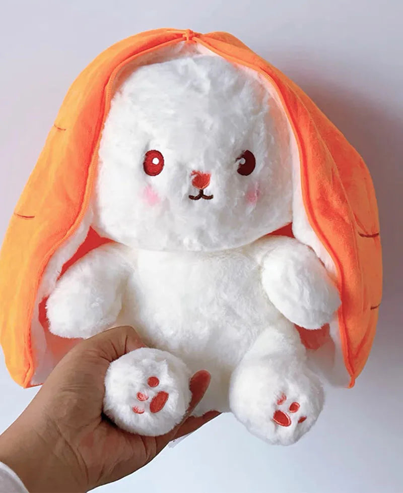 25cm Cute Strawberry Carrot Rabbit Plush Toy Stuffed Creative Into Fruit Transform Baby Cuddly Bunny Doll for Kid Birthday Gift