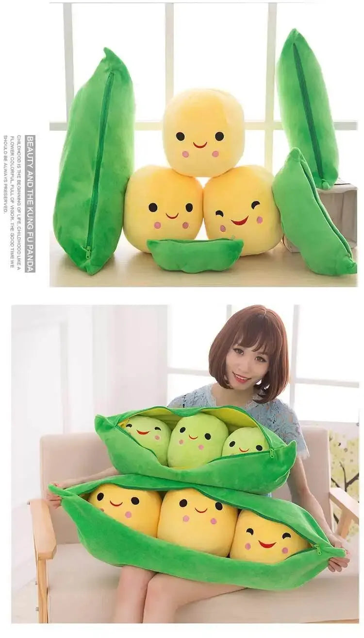 Cute Plush Peas Filled Plant Toy Creative Pea  Children Kawaii Doll Bean Baby Pillow Cushion  Girl Gift