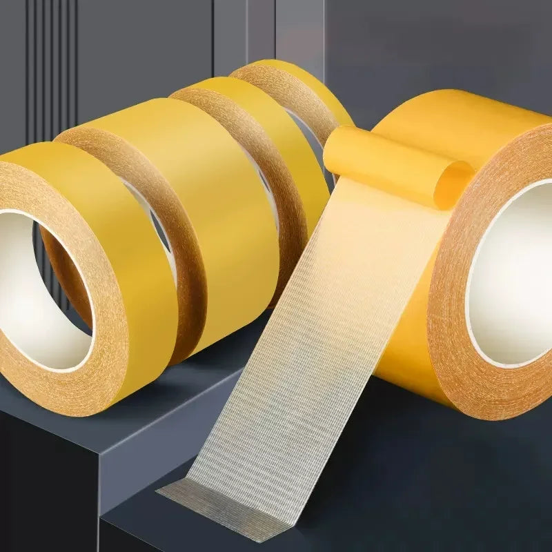 1Roll 5M Double Sided Tape High Viscosity Grid Fiber Transparent Double Sided Tape Sticky Adhesive Fiber Mesh Tape