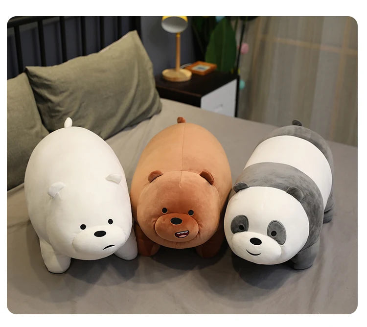 The Bare Bears Plush Grizzly Panda Ice Bear Toys Stuffed Doll We Bare Bears Plush Peluche Room Decor Bedside Cushion Kid Gifts