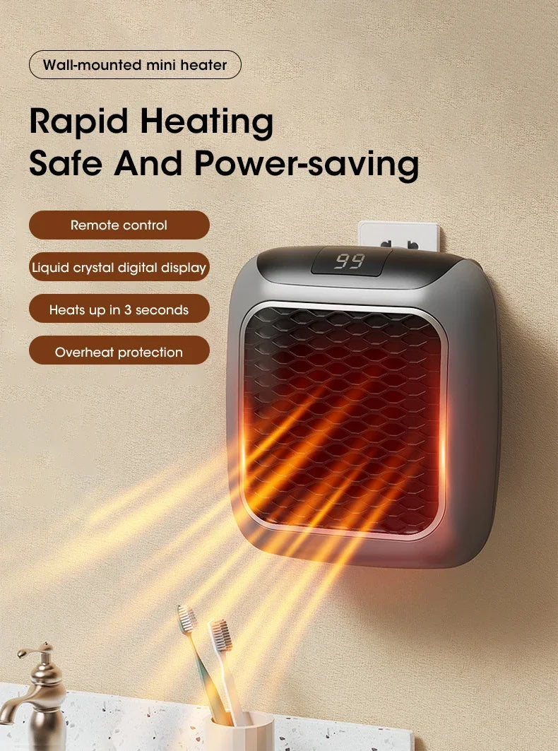 Portable Mini Heater for Home Bedroom Office Remote Control Electric Heater Low Consumption Vertical Heating Fans Warmer Machine