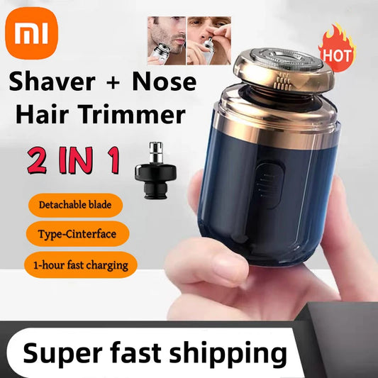 Xiaomi Electric Shaver USB Rechargeable Portable Men's Whiskers Nose Hair 2-In-1  Mini Trimmer For Men For Men Face Clean Shave