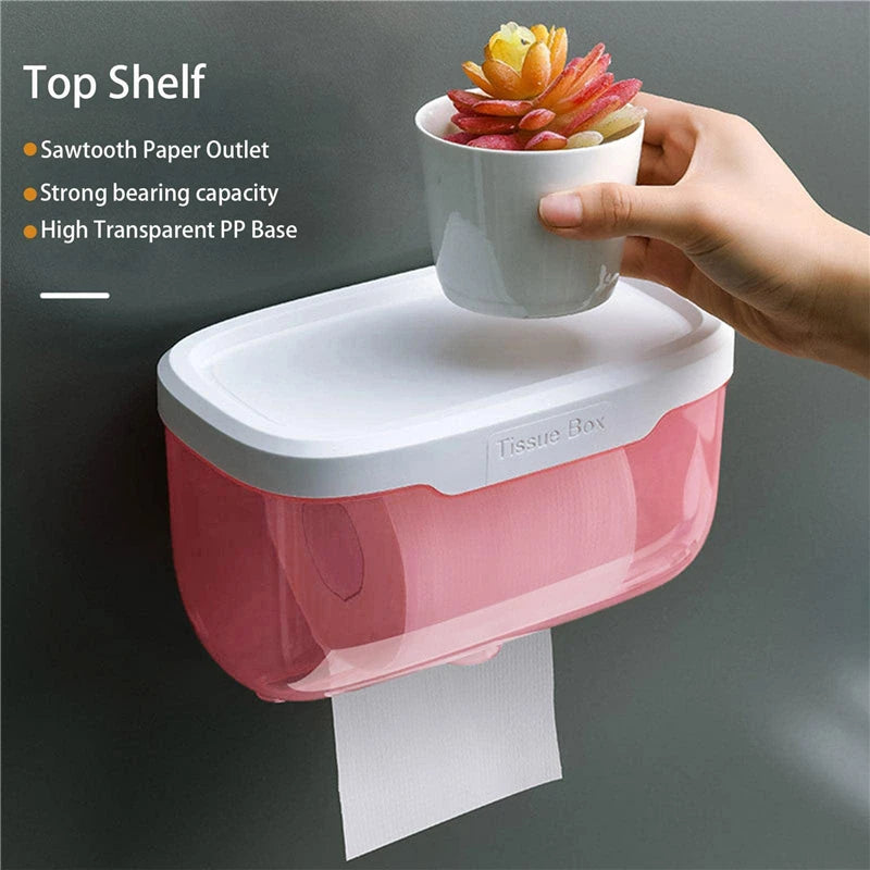 Waterproof Wall Mount Toilet Paper Holder Shelf Toilet Roll Paper Tube Storage Rack Storage Box Tray Rack Bathroom Supplies