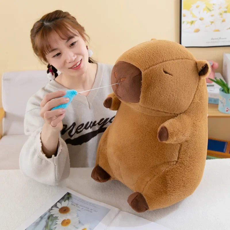 30-50cm Kapibala Cartoon Snot Capybara Plush Toy Kawaii Simulation Animal Ugly Cute Soft Stuffed Capybara Doll Throw Pillow Gift