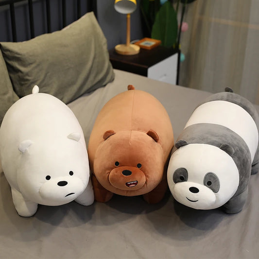 The Bare Bears Plush Grizzly Panda Ice Bear Toys Stuffed Doll We Bare Bears Plush Peluche Room Decor Bedside Cushion Kid Gifts