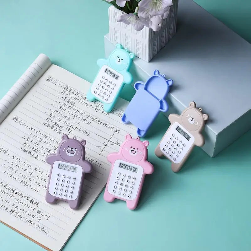 Mini Cartoon Calculator Pocket Size 8 Digits Display Portable Kawaii Small Button Calculate Students School Calculating Supplies