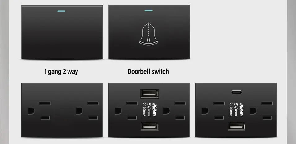 DELEFU Italian, EU, Multi-functional Free Combination USB Type C Wall Socket DIY Grey